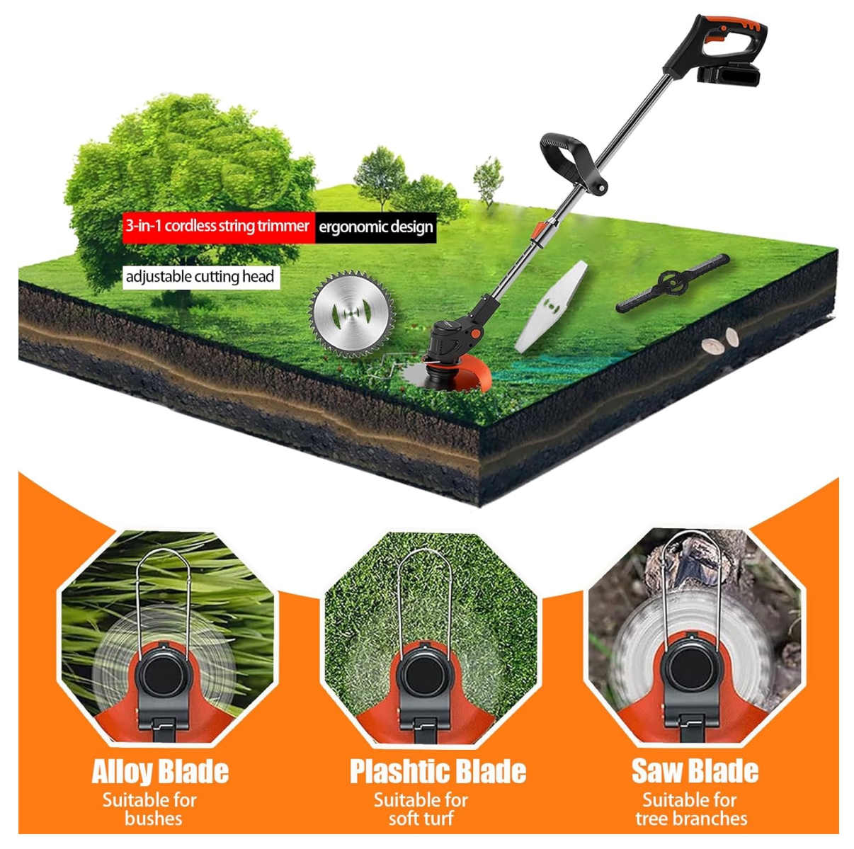 Miniatura 2 de Guadaña Podadora de Cesped 2Baterias 48v